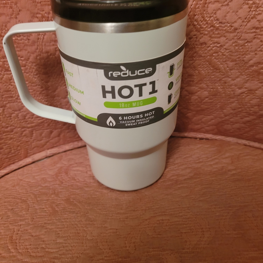 Reduce White and Black Insulated Travel Mug